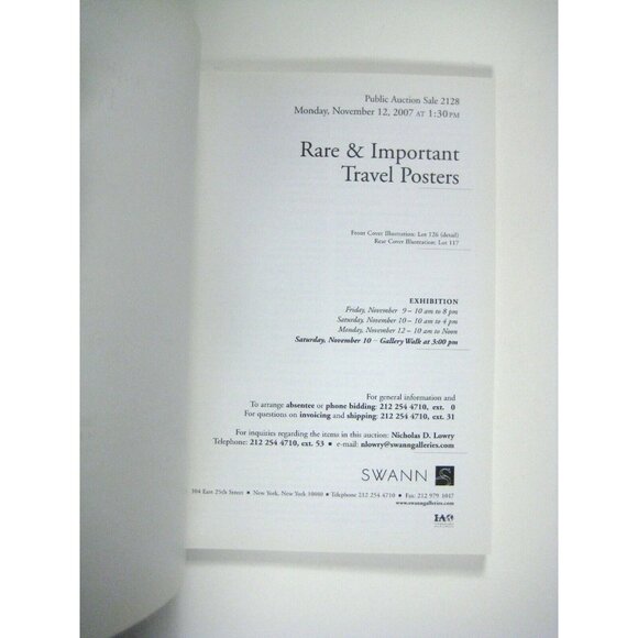 SWANN Catalog Auction November 2008 Rare Travel Posters 2128 PPB - Picture 4 of 8